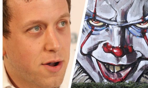 Jazz Guard Joe Ingles (Photo by Cameron Spencer/Getty Images) and Pennywise the Clown (Photo by Mar...