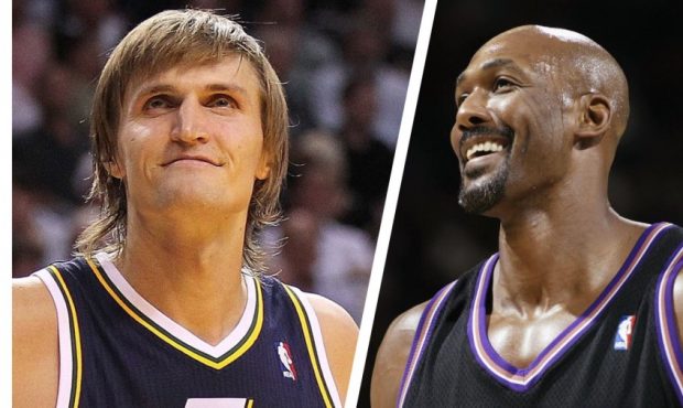 Andrei Kirilenko and Karl Malone (Photos by Mike Ehrmann & Jed Jacobsohn/Getty Images)...