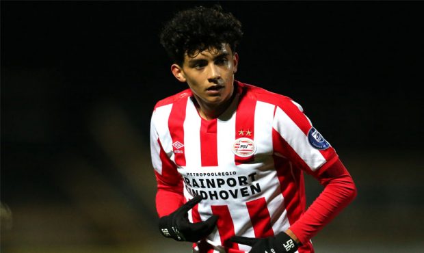 Richard Ledezma of PSV looks on during the Premier League International Cup match between Everton a...