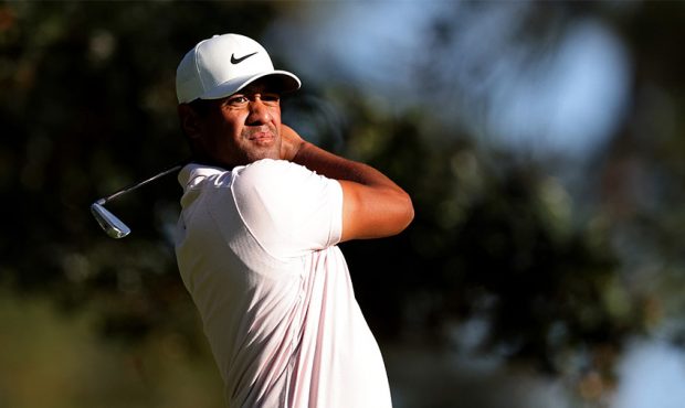 Tony Finau of the United States plays his shot from the fourth tee during the second round of the M...