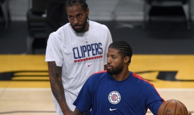 Paul George and Kawhi Leonard of the Los Angeles Clippers (Photo by Harry How/Getty Images)...
