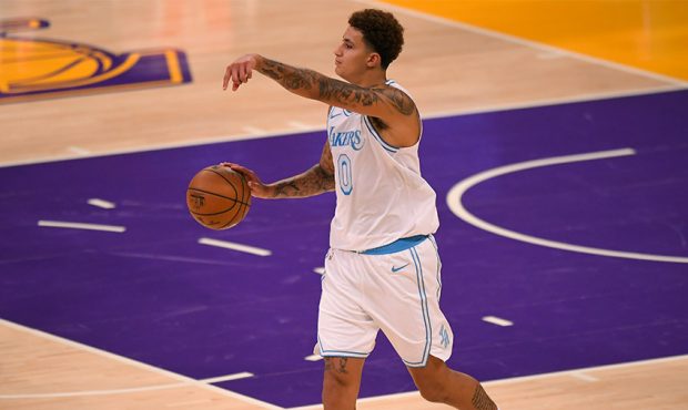 Kyle Kuzma #0 of the Los Angeles Lakers while playing the Dallas Mavericks at Staples Center on Dec...