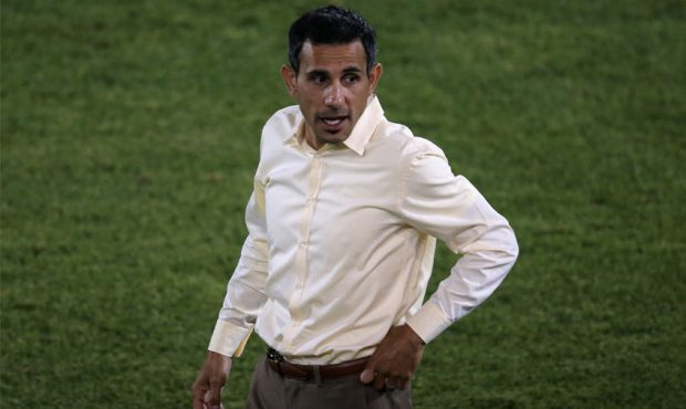 Head coach Pablo Mastroeni of the Colorado Rapids leads his team against the the Montreal Impact at...