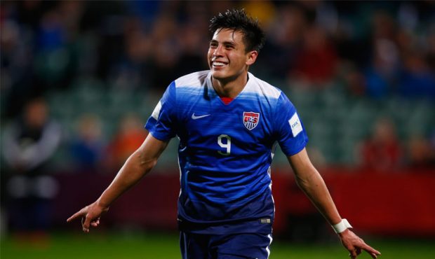 Rubio Rubin of the USA celebrates his goal during the FIFA U-20 World Cup New Zealand 2015 Group A ...
