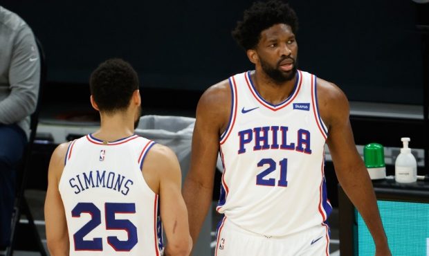 Ben Simmons and Joel Embiid of the Philadelphia 76ers (Photo by Christian Petersen/Getty Images)...