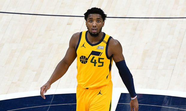 Donovan Mitchell #45 of the Utah Jazz (Photo by Alex Goodlett/Getty Images)...
