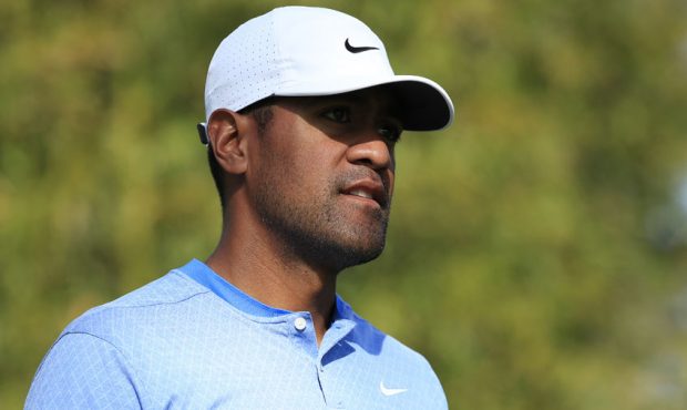 Tony Finau of the United States on the 11th tee during the first round of The PLAYERS Championship ...