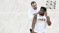 Joe Ingles and Donovan Mitchell of the Utah Jazz (Photo by Alex Goodlett/Getty Images)