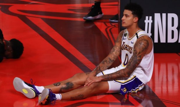 Los Angeles Lakers forward Kyle Kuzma (Photo by Mike Ehrmann/Getty Images)...