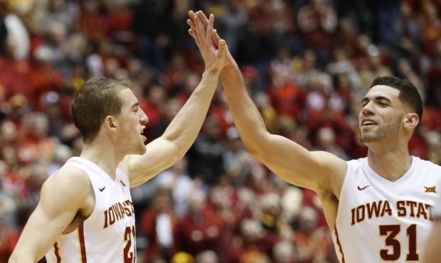 Georges Niang and Matt Thomas of the Utah Jazz at Iowa State (Photo by David Purdy/Getty Images)...