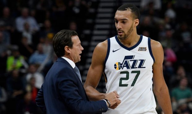 Utah Jazz coach Quin Snyder and Rudy Gobert (Photo by Gene Sweeney Jr./Getty Images)...