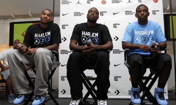 Carmelo Anthony, Dwyane Wade, and Chris Paul (Photo by Chris Trotman/Getty Images for Nike)...