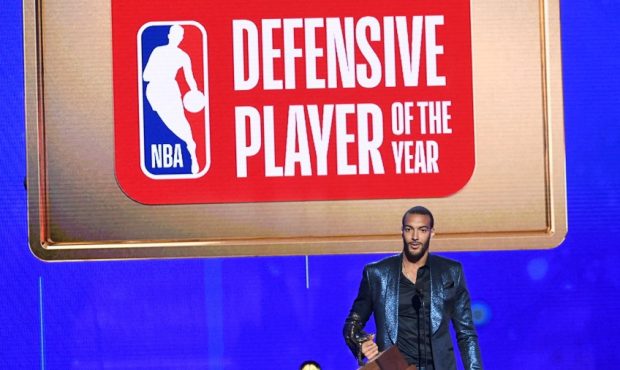 Rudy GobUtah Jazz center Rudy Gobert earning the end-of-season award for Defensive Player of the Ye...