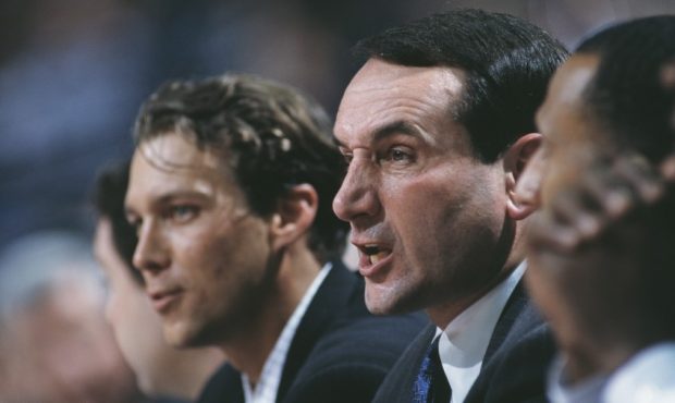 Utah Jazz coach Quin Snyder and Duke coach Mike Kryzyewski (Photo by Craig Jones/Getty Images)...