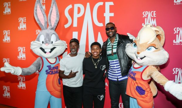 Don Cheadle, Cedric Joe, and LeBron James attends the Space Jam: A New Legacy Party (Photo by Matt ...