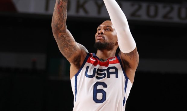 Damian Lillard with Team USA against Iran (Photo by Gregory Shamus/Getty Images)...