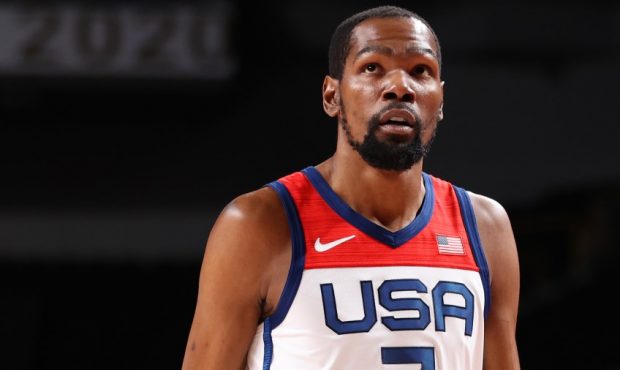 Kevin Durant representing team USA (Photo by Gregory Shamus/Getty Images)...