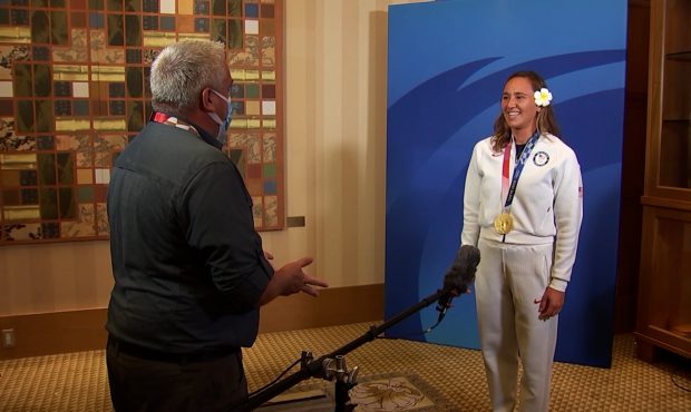 KSL TV reporter Alex Cabrero talks one-on-one with Team USA's Carissa Moore after her historic gold...