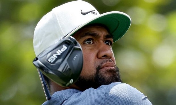 Tony Finau plays his shot from the 16th tee during the first round of the FedEx St. Jude Invitation...