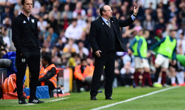 LONDON, ENGLAND - MAY 12: Rafael Benitez, Manager of Newcastle United reacts during the Premier Lea...