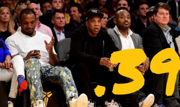 Jay Z among several celebrities as the Utah Jazz face the Los Angeles Lakers (Photo by Harry How/Ge...