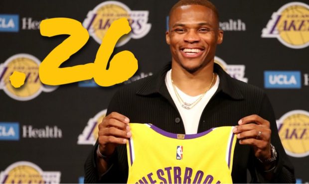 Los Angeles Lakers Guard Russell Westbrook (Photo by Katelyn Mulcahy/Getty Images)...