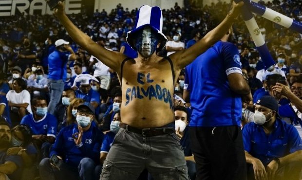 A fan of El Salvador cheers during a match between El Salvador and United State as part of the CONC...
