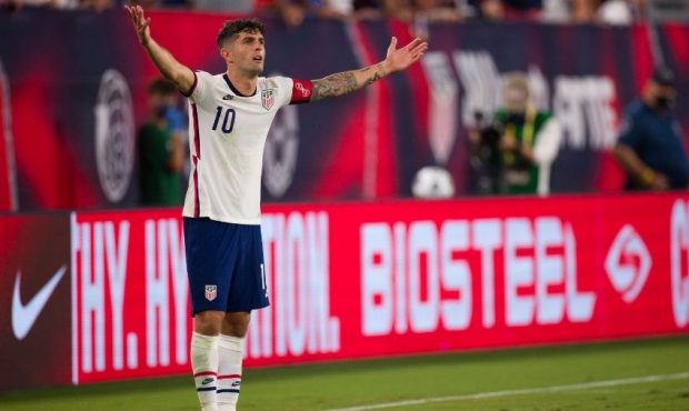 Christian Pulisic #10 of United States protests a call against him during the second half of a Worl...