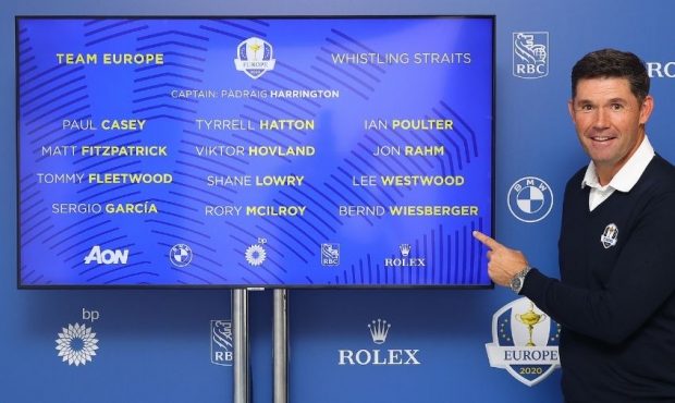 Team Europe Ryder Cup Captain Padraig Harrington pictured with his captains pick during Day Four of...