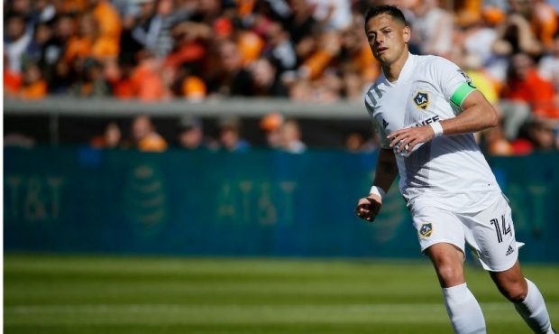 Javier "Chicharito" Hernandez #14 of Los Angeles Galaxy during game action against the Houston Dyna...