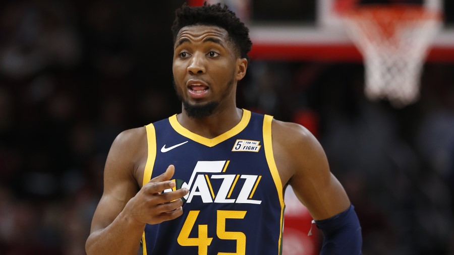 Utah Jazz guard Donovan Mitchell against the Chicago Bulls (Photo by Nuccio DiNuzzo/Getty Images)...
