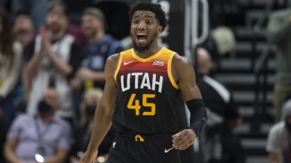 Utah Jazz guard Donovan Mitchell (Photo by Chris Gardner/Getty Images)...
