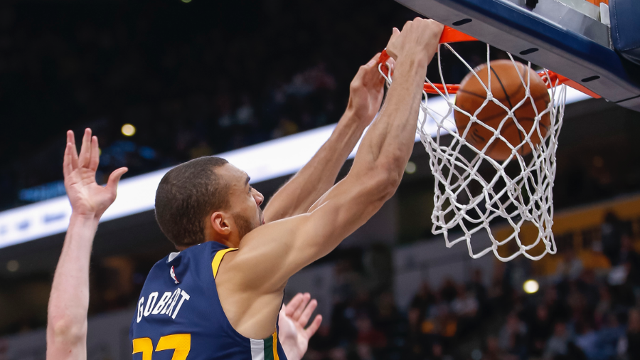 Gobert Rocks Rim On Alley-Oop From Conley During Pacers/Jazz Game