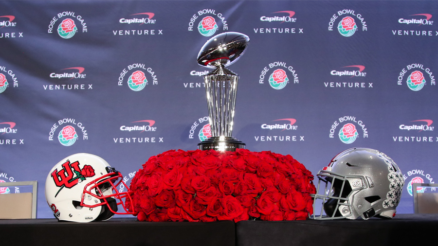 Rose Bowl Trophy with Helmets...