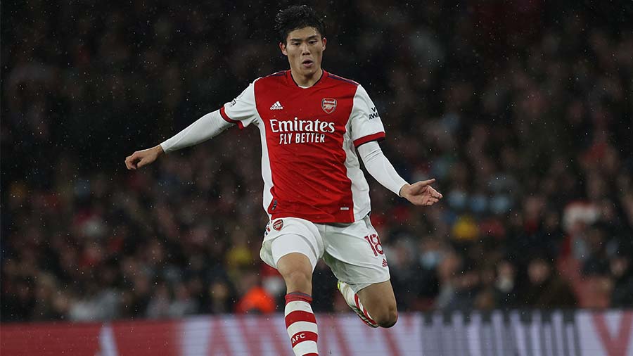 LONDON, ENGLAND - DECEMBER 11: Takehiro Tomiyasu of Arsenal during the Premier League match between...
