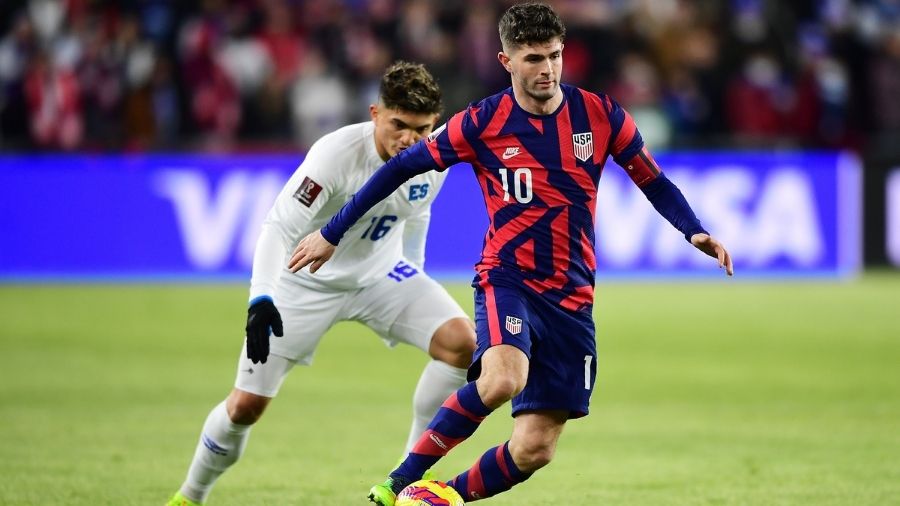Christian Pulisic #10 of the United States controls the ball during the World Cup qualifying game a...