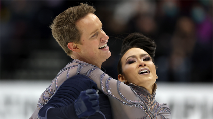 NASHVILLE, TENNESSEE - JANUARY 08: Madison Chock and Evan Bates skate in the Free Dance during the ...