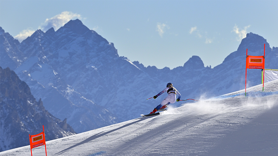 CORTINA D'AMPEZZO, ITALY - JANUARY 21: Breezy Johnson of Team United States in action during the FI...