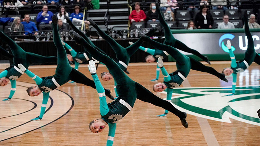 The Farmington drill team competes in the military category of the 6A state championships at UCCU C...