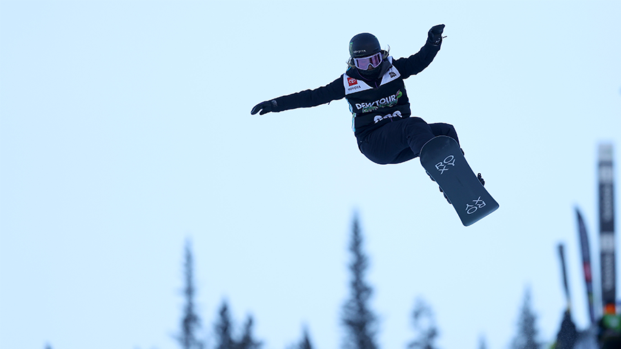 COPPER MOUNTAIN, COLORADO - DECEMBER 19: Chloe Kim of Team United States takes a warm up run before...