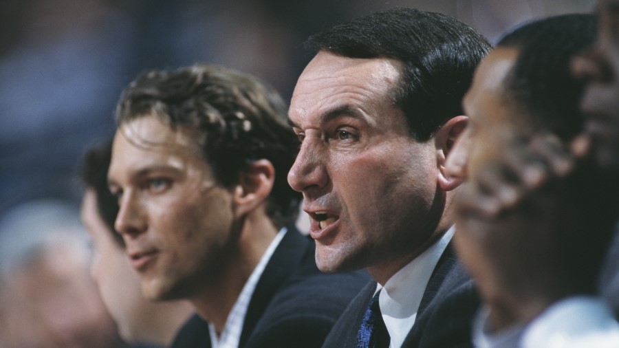Utah Jazz head coach Quin Snyder as an assistant under Duke legend Mike Krzyzewski (Photo by Craig ...
