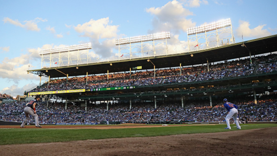 CHICAGO, ILLINOIS - JUNE 25: A general view of Wrigley Field as the Chicago Cubs take on the Atlant...