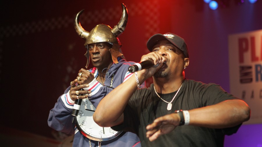 Flavor Flav (left) and Chuck D of Public Enemy. (Photo by Scott Gries/Getty Images)...