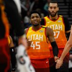 Donovan Mitchell and Rudy Gobert in the City Edition jerseys (Photo by Alex Goodlett/Getty Images)