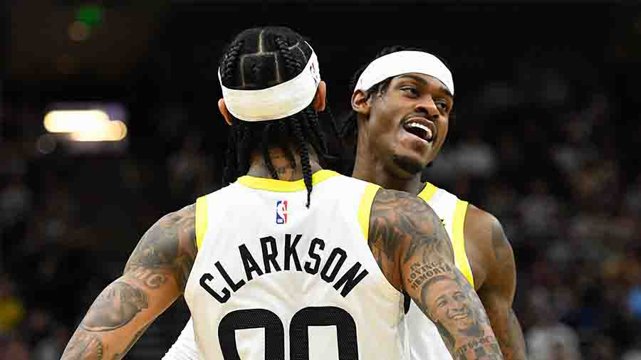 Jordan Clarkson and Jarred Vanderbilt - Utah Jazz vs. Los Angeles Clippers...