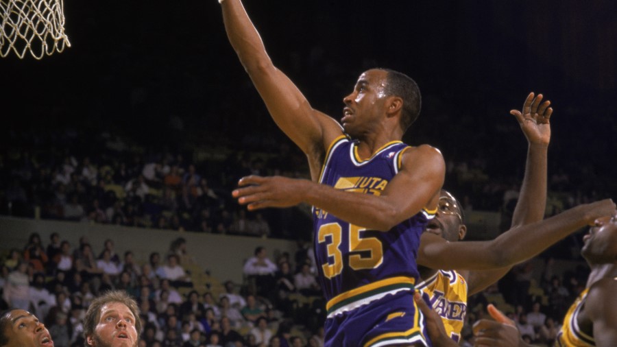 Darrell Griffith #35 of the Utah Jazz...