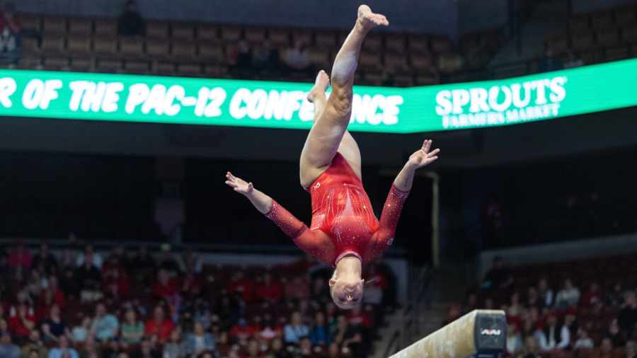 maile-okeefe-performs-on-beam-during-red-rocks-meet...