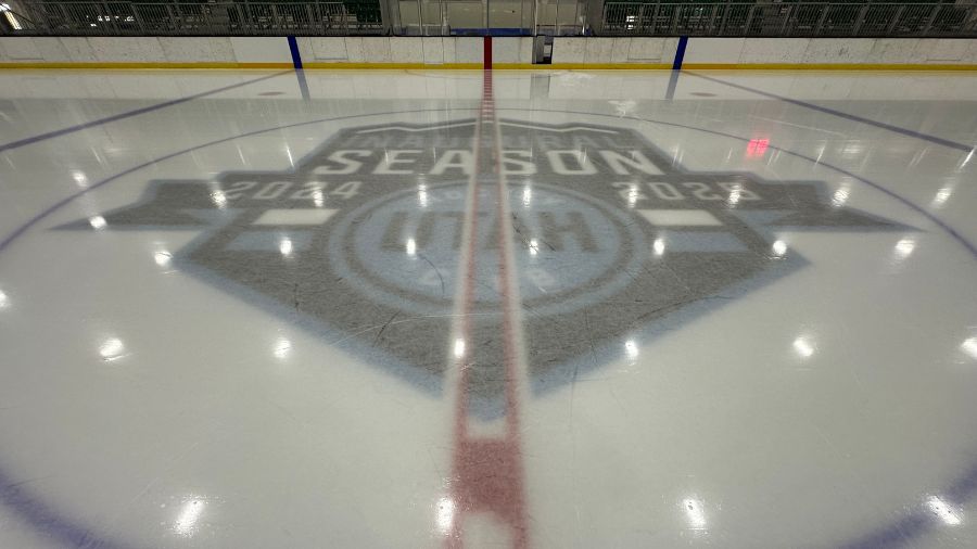 Utah Hockey Club Inaugural Logo at Utah Oval's Center ice....