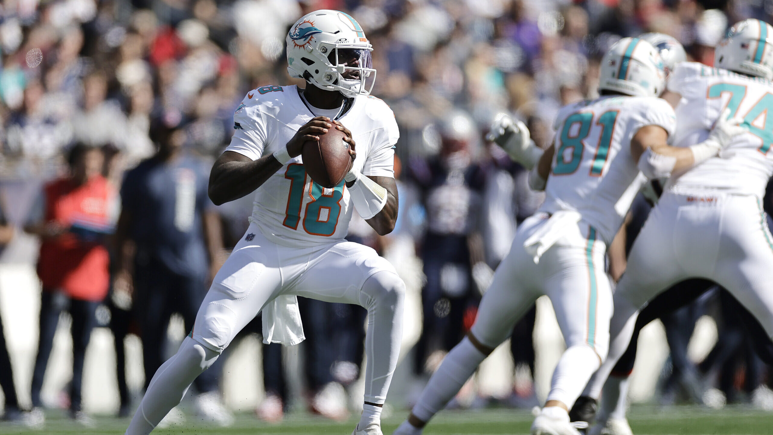 Tyler Huntley throws the first touchdown for the Miami Dolphins