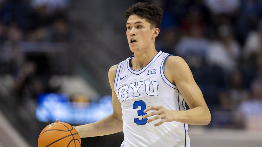 BYU forward Egor Demin handles the ball against Colorado Christian...